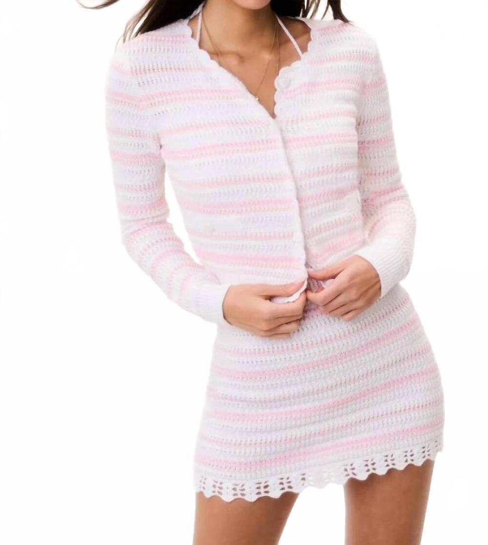 NEW LOVESHACKFANCY dessa cotton crochet cardigan in marbella stripe